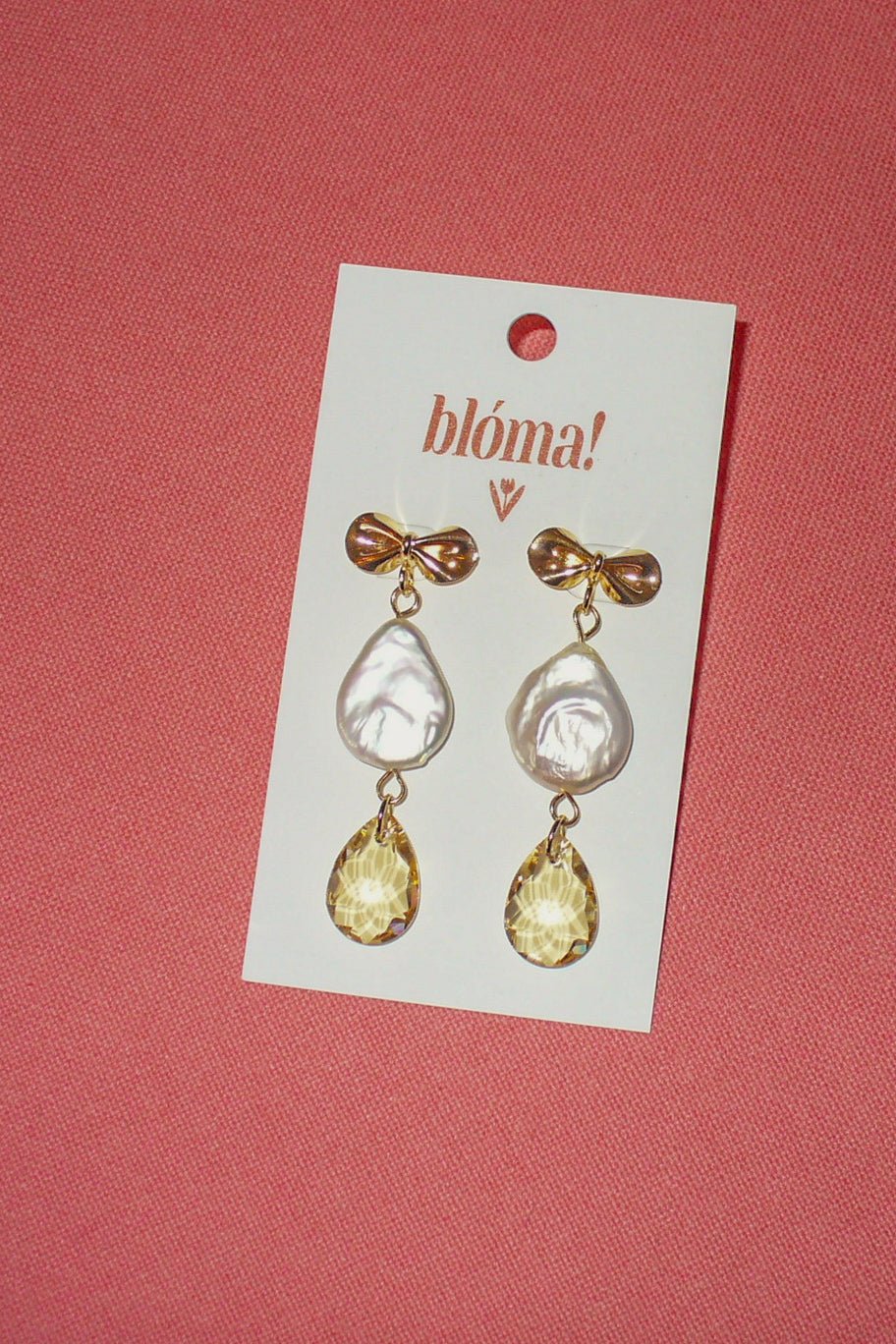 Flo Earrings – gold bow pearl drop bridal earrings
