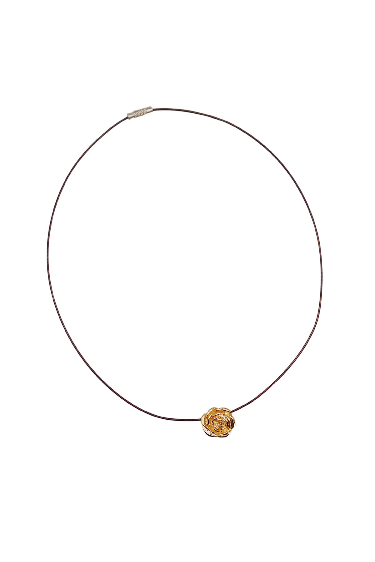 Gold and platinum plated rose charm necklace on stainless steel wire – Blóma
