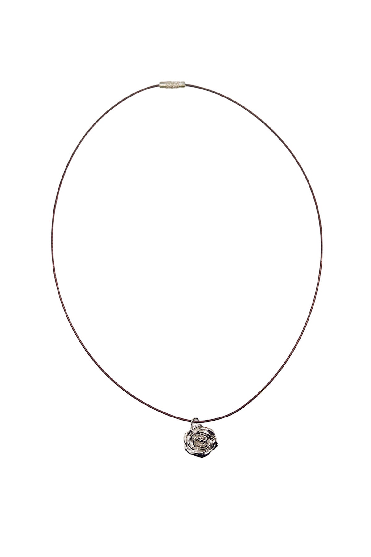 Rose Charm Wire Necklace with red and brown accents – Blóma jewellery UK