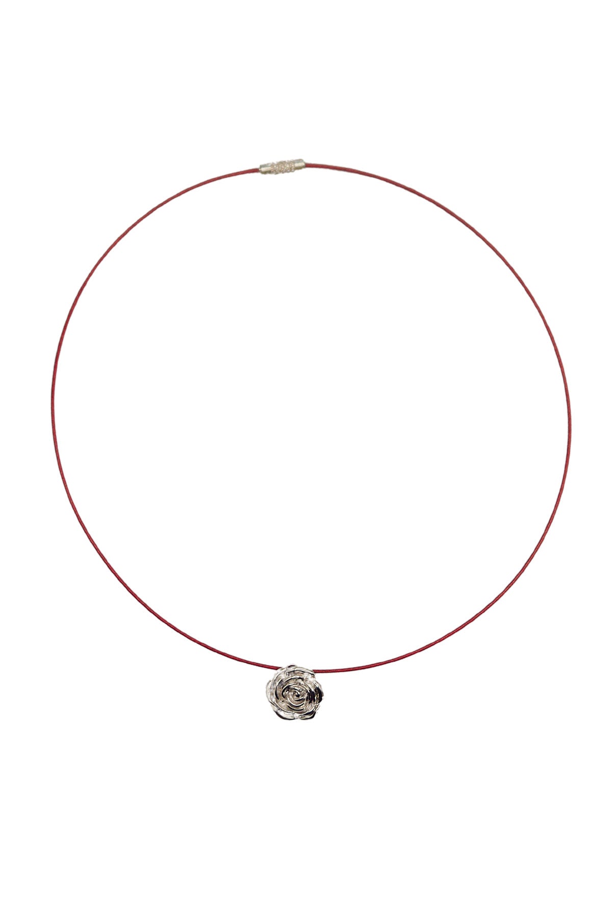 Rose Charm Wire Necklace with red and brown accents – Blóma jewellery UK