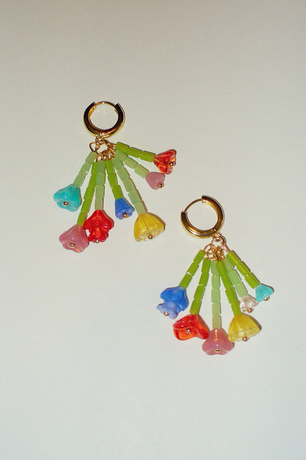 Wildflower Bouquet Mini Hoop Earrings – Handmade Glass Bead Floral Jewellery