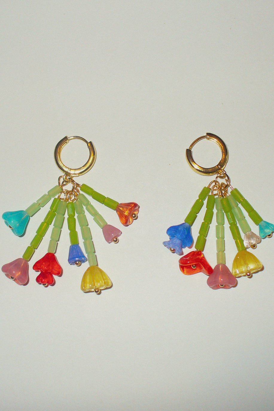 Wildflower Bouquet Mini Hoop Earrings – Handmade Glass Bead Floral Jewellery
