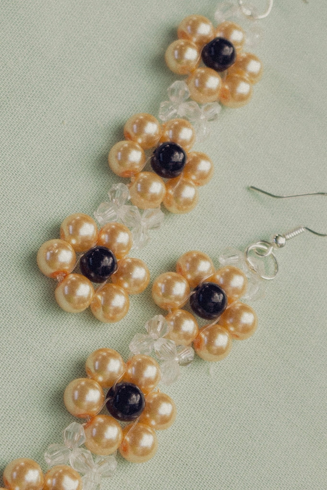 Classic Daisy Earrings – Blóma! Handmade faux pearl beaded earrings