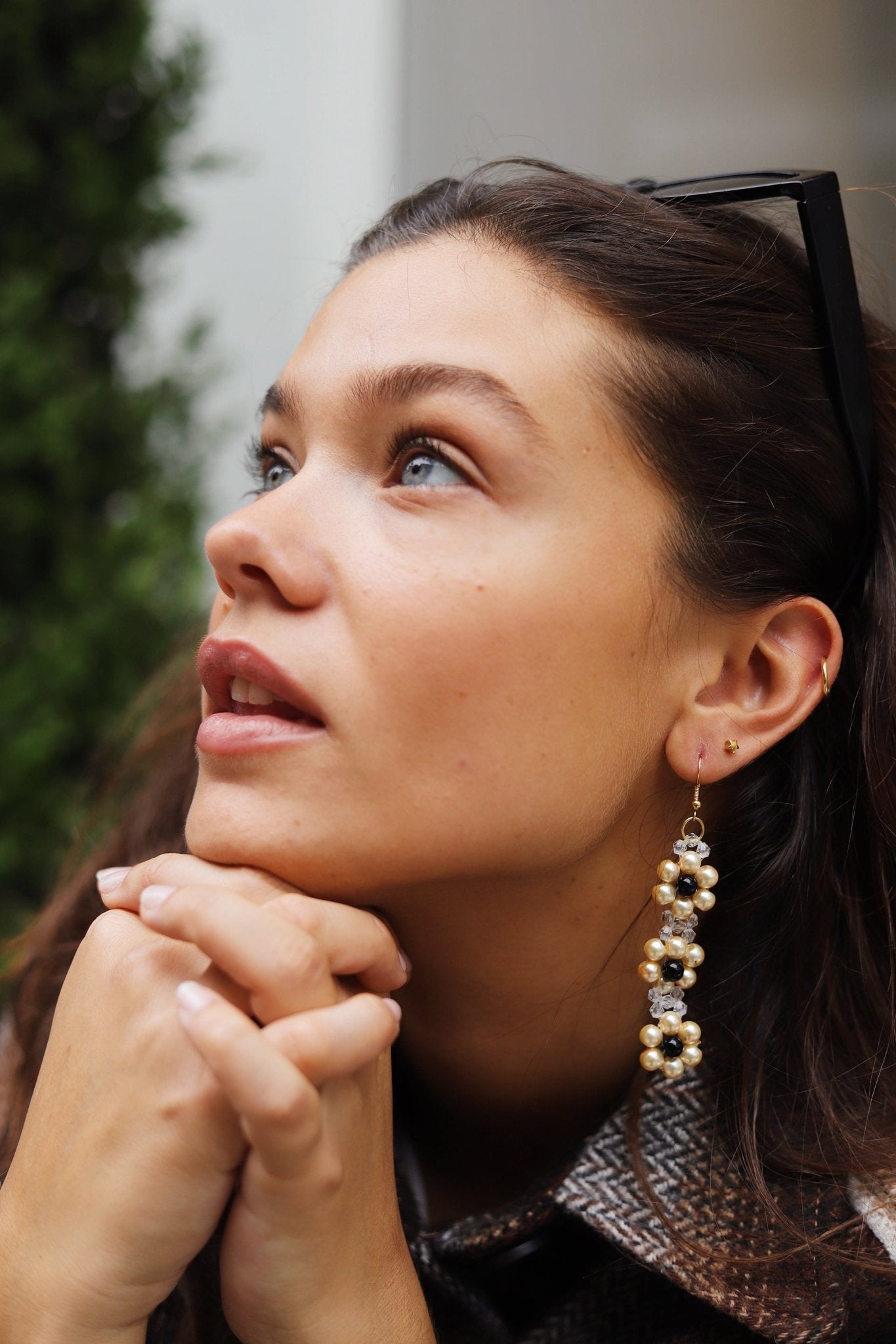 Classic Daisy Earrings – Blóma! Handmade faux pearl beaded earrings