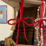 Beaded Bow Decoration - blóma!Red beads / Red Ribbonblóma!Red beads / Red Ribbon