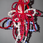 Beaded Bow Decoration - blóma!Blue beads / Polka Ribbonblóma!Blue beads / Polka Ribbon