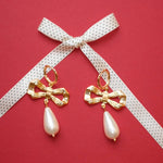 Bow pearl drop earrings - blóma!blóma!Earrings