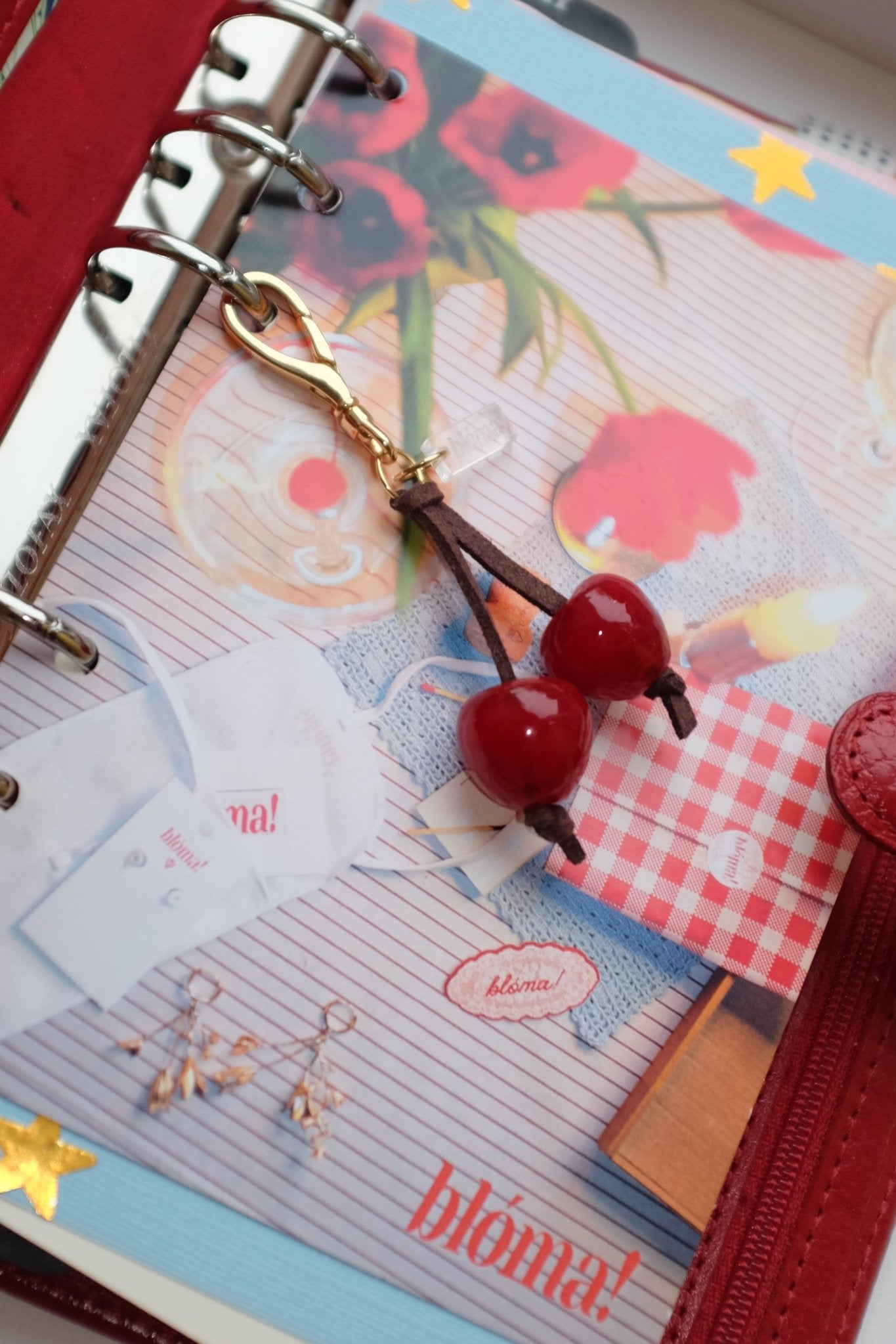 Cherry Charm Keyring - blóma!Navyblóma!SampleNavy