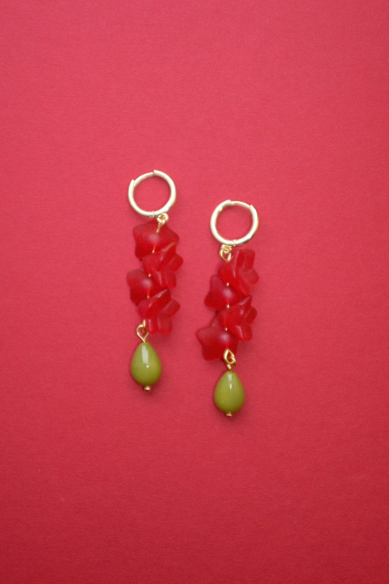 Cranberry flower cluster earrings - blóma!blóma!Earrings