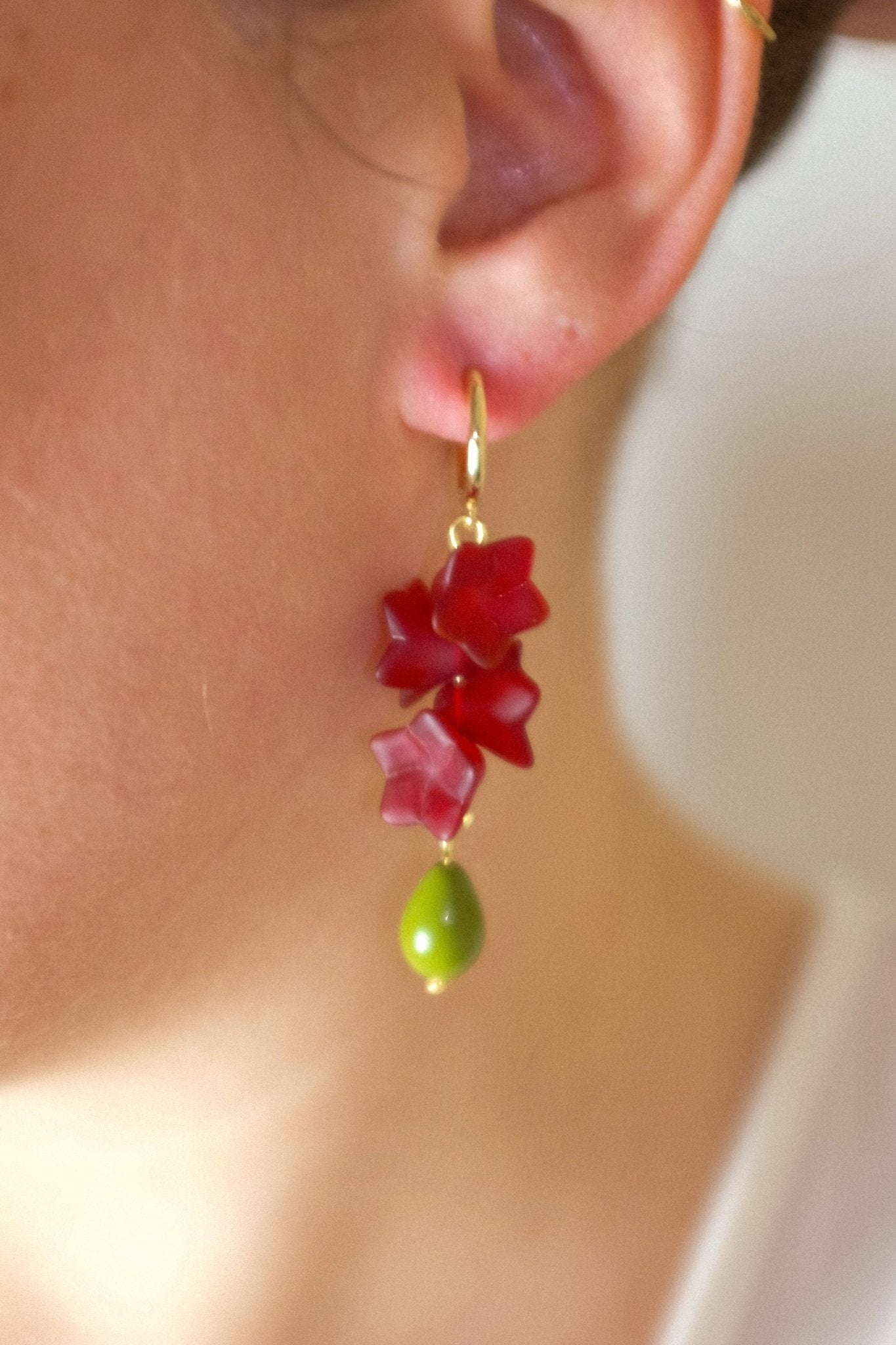 Cranberry flower cluster earrings - blóma!blóma!Earrings