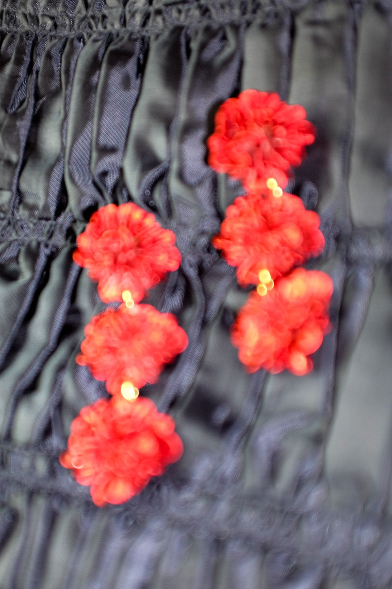 Deep Red Peony Trio Floral Statement Drop Earrings - blóma!blóma!Earrings