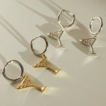 Martini Charm Mini Hoops - blóma!Platinumblóma!EarringsPlatinum