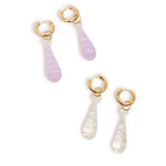 Meringue Drop Glass Pendant Hoop Earrings - blóma!Pink/Whiteblóma!EarringsPink/White