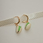 Pistachio charm mini hoop earrings - blóma!blóma!Earrings