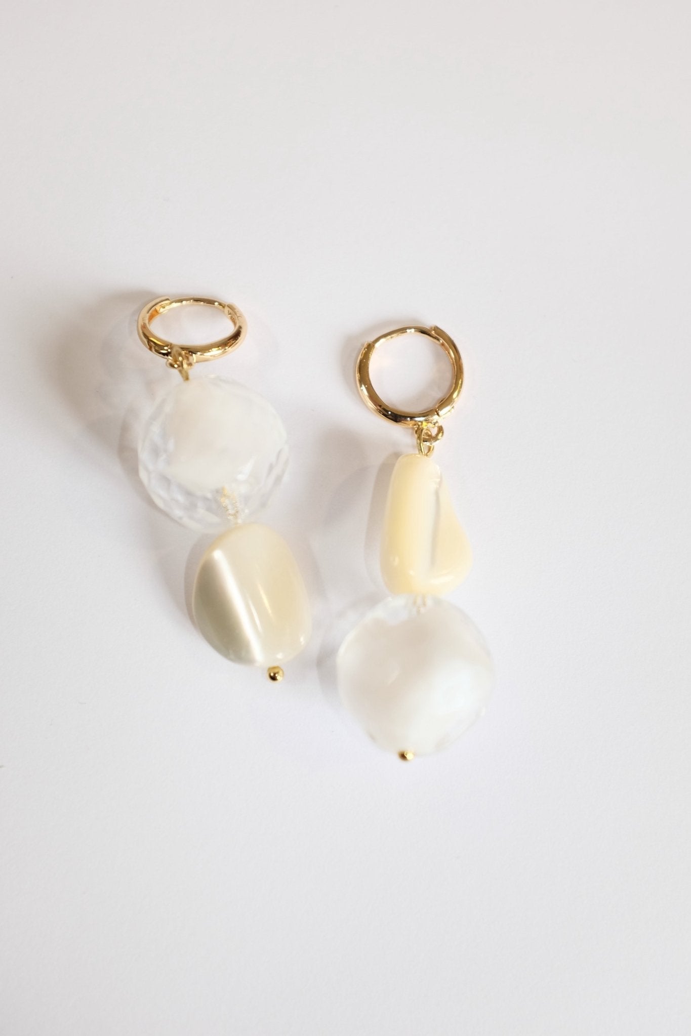 Sample Sale - 0 - white and shell bead hoops - blóma!blóma!Sample