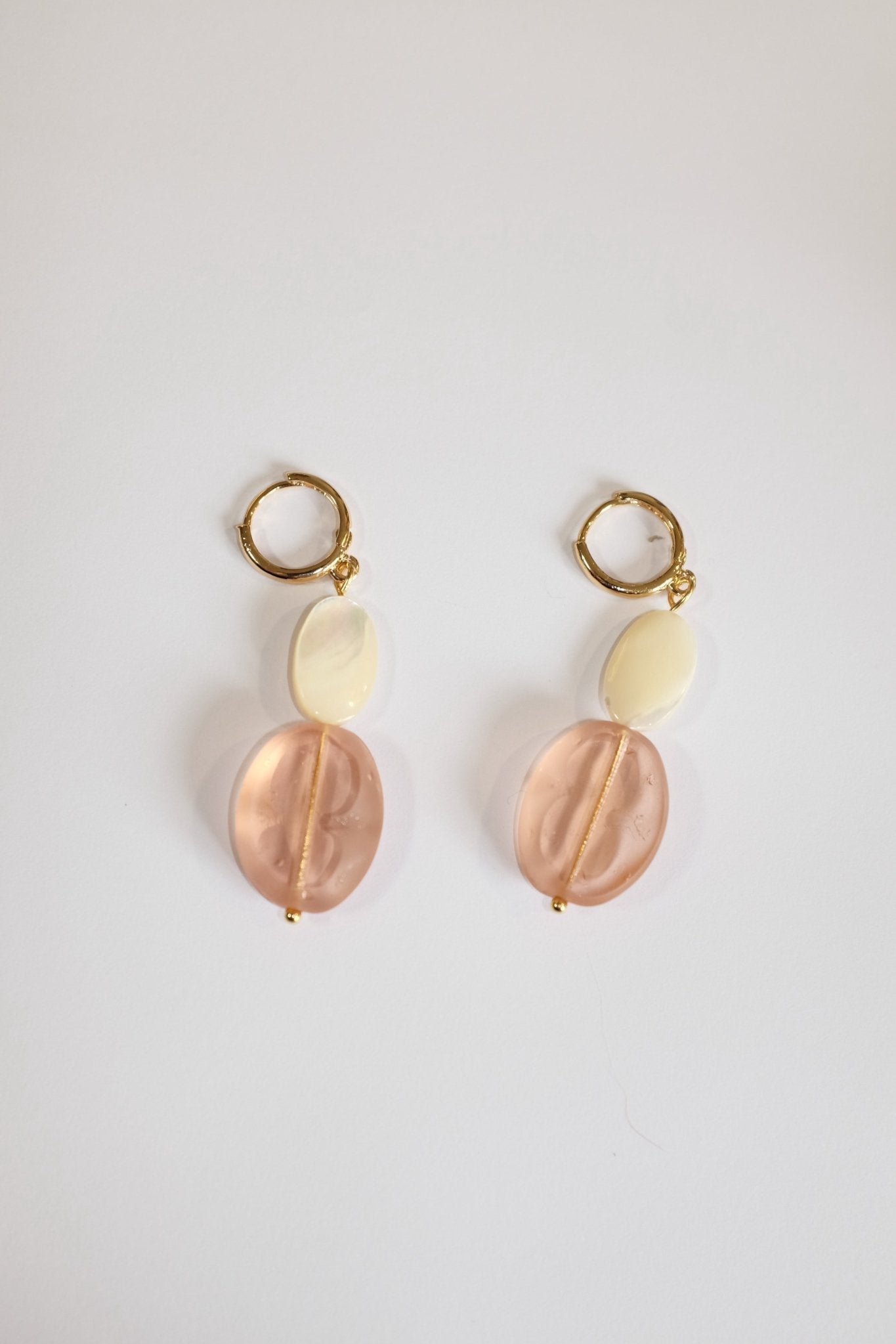 Sample Sale - 10 - pink ans shell bead earrings - blóma!blóma!Sample