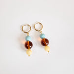 Sample Sale - 11 - yellow, brown and blue bead hoops - blóma!blóma!Sample