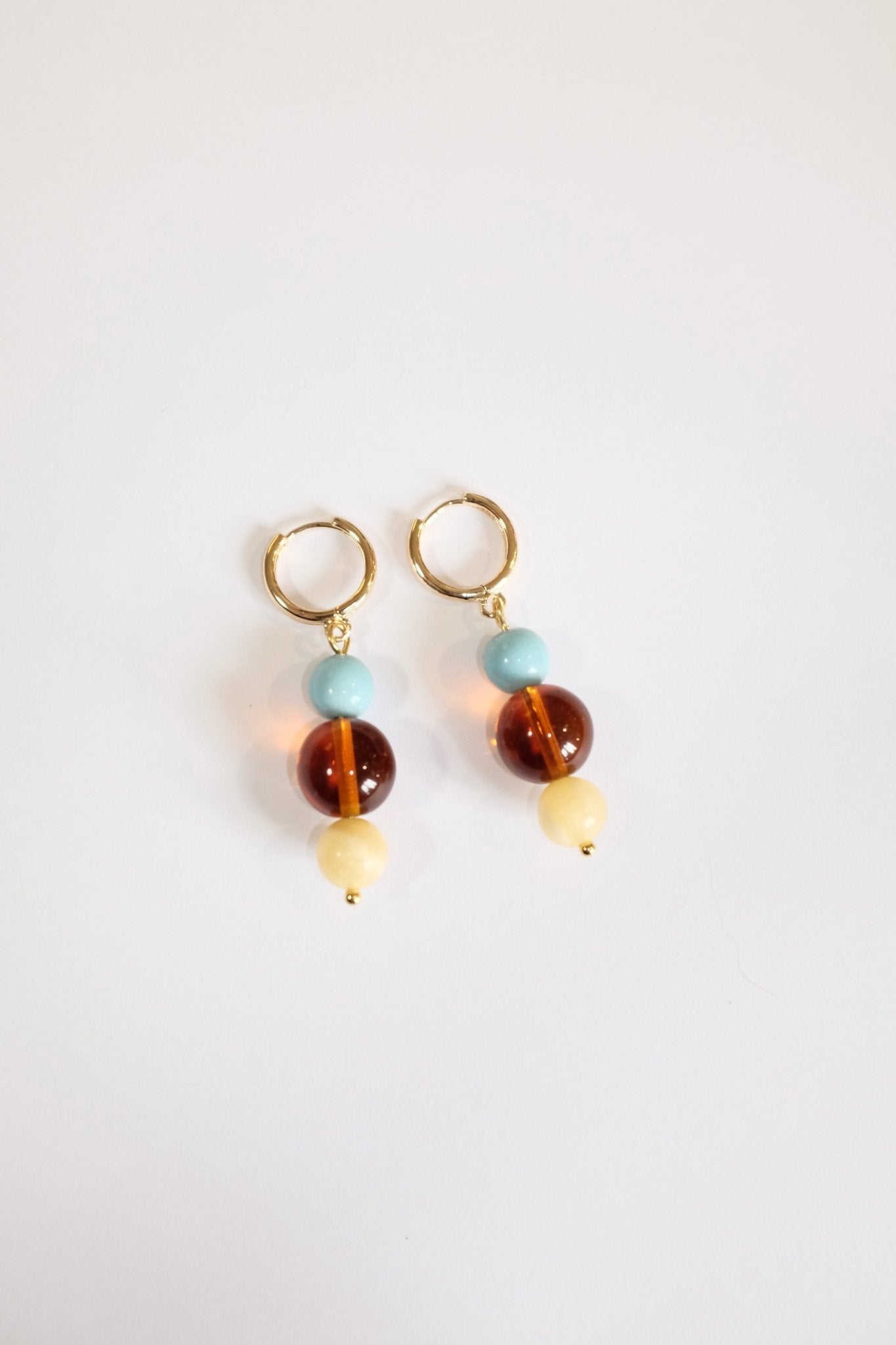 Sample Sale - 11 - yellow, brown and blue bead hoops - blóma!blóma!Sample