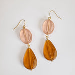 Sample Sale - 12 - Pink and amber drop bead earrings - blóma!blóma!Sample