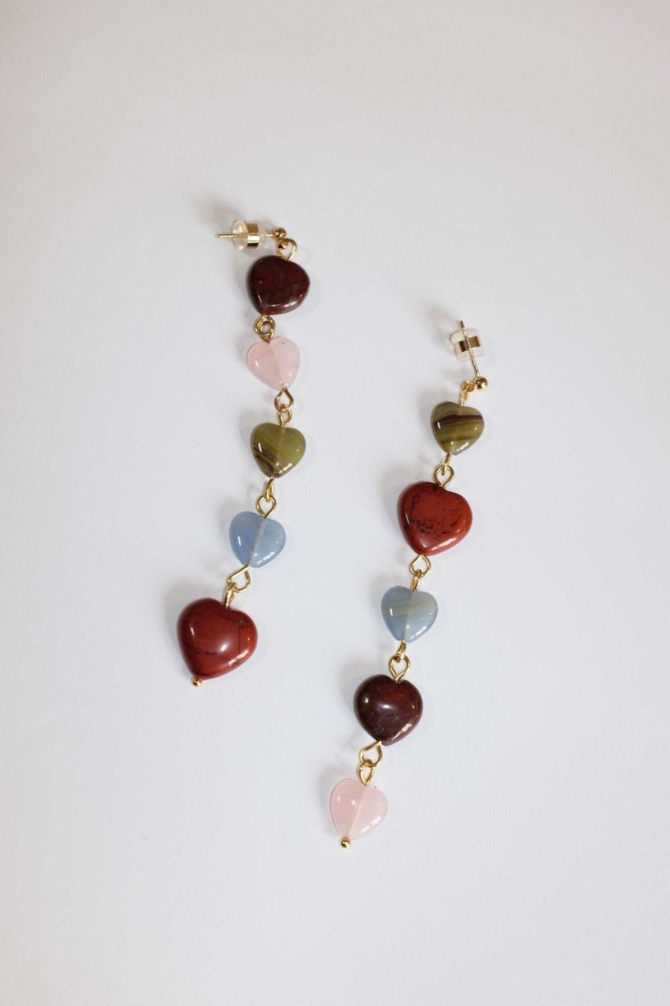 Sample Sale - 17 - heart gems drop earrings - blóma!blóma!Sample