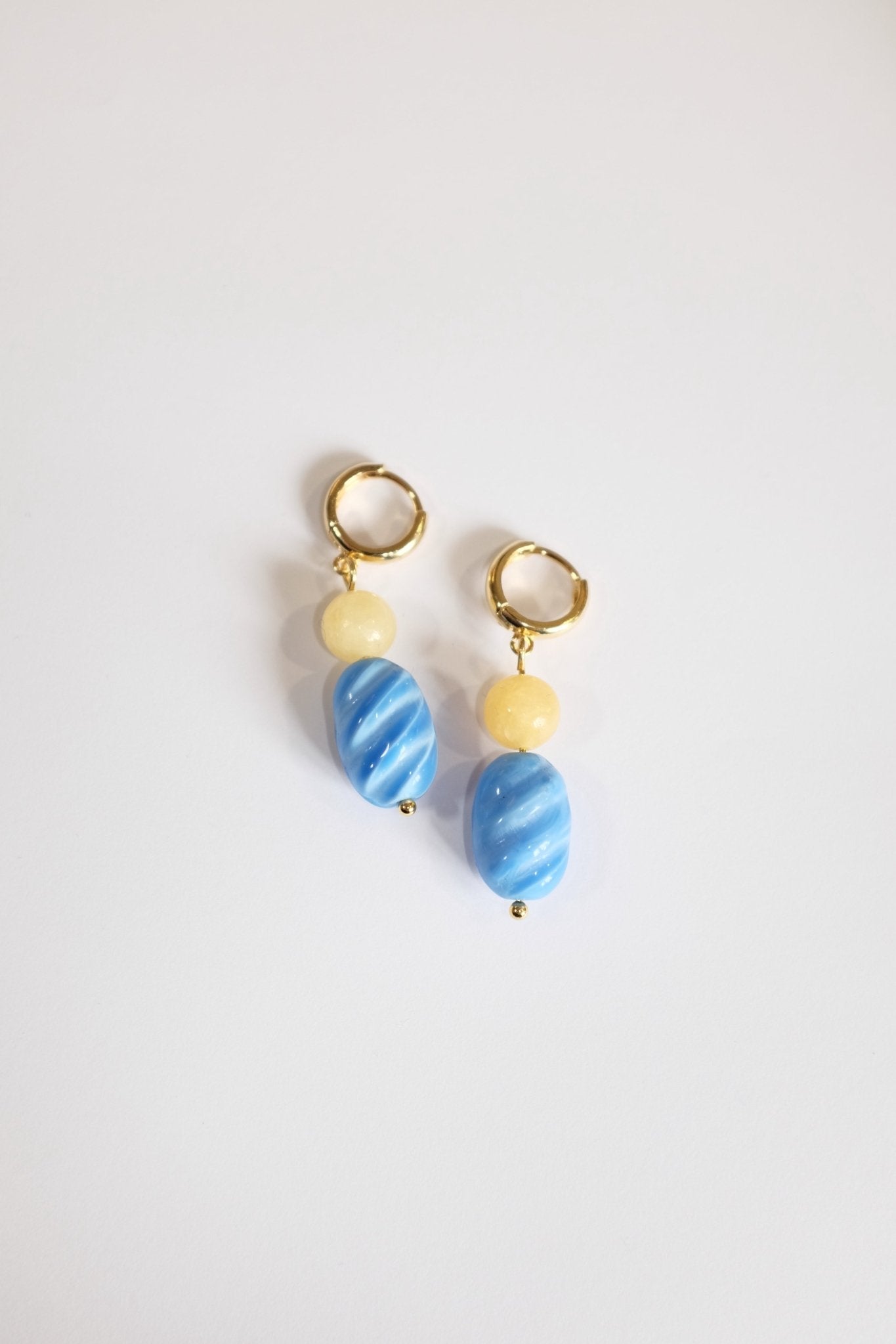 Sample Sale - 19 - blue and yellow bead hoops - blóma!blóma!Sample