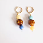Sample Sale - 23 - vintage brown, yellow and blue bead hoops - blóma!blóma!Sample