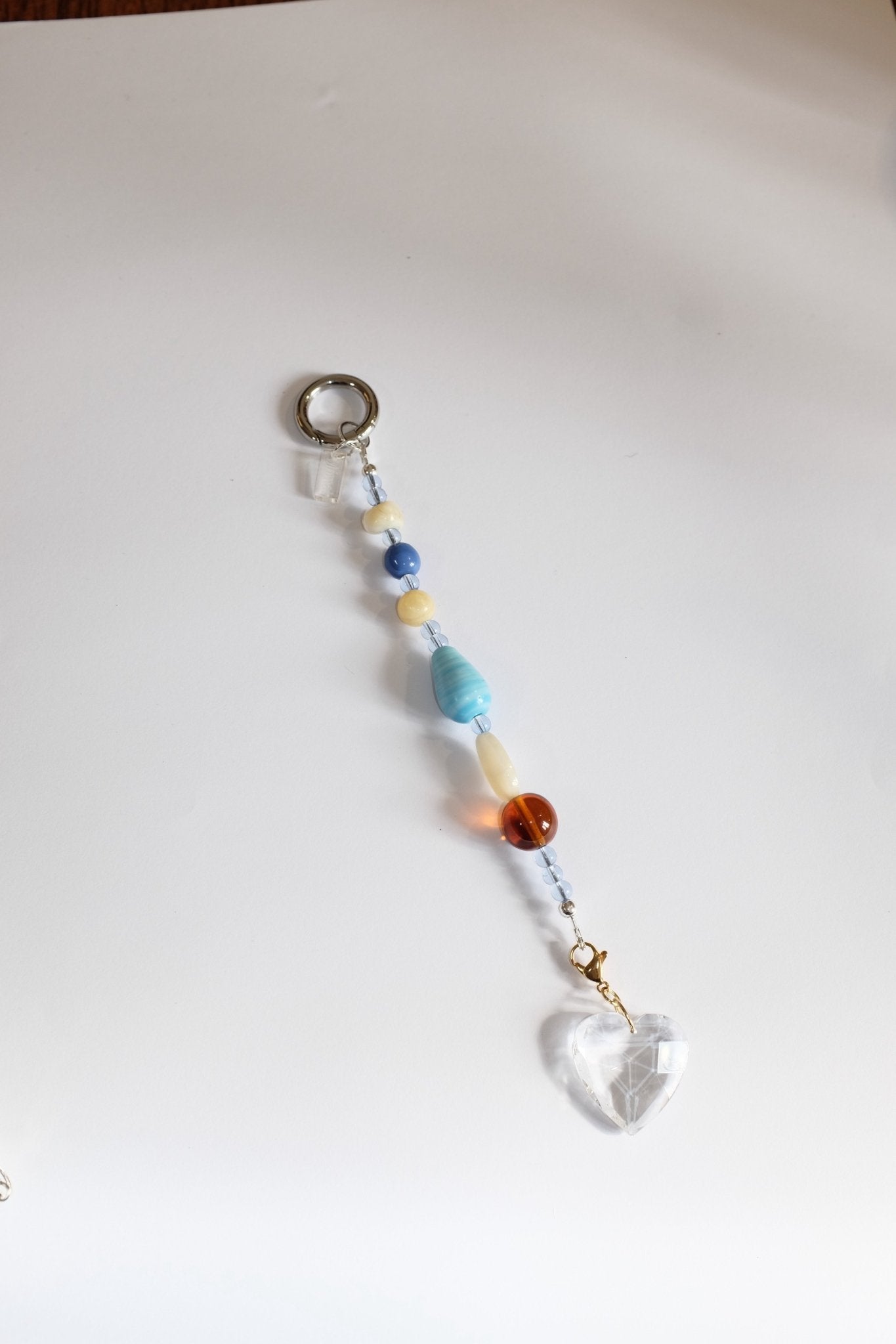 Sample Sale - 31 - Multi bead bag charm with heart charm - blóma!blóma!Sample