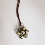 Sample Sale - 33 - Dalmation gemstone daisy charm - brown suede - blóma!blóma!Sample