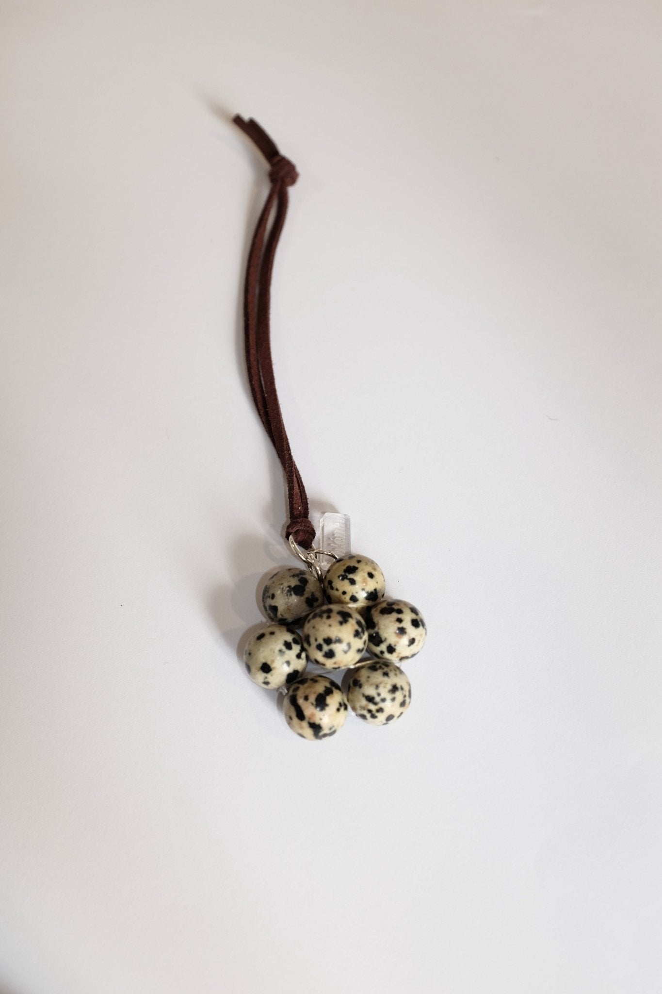 Sample Sale - 33 - Dalmation gemstone daisy charm - brown suede - blóma!blóma!Sample