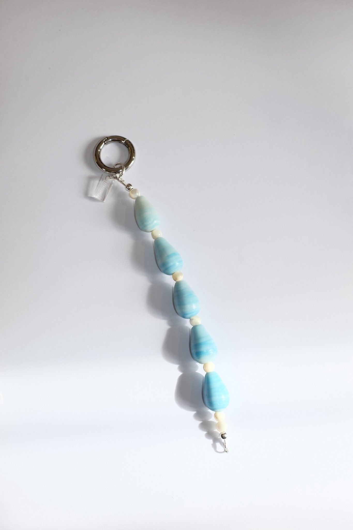Sample Sale - 35 - Blue teardrop beaded bag charm - blóma!blóma!Sample