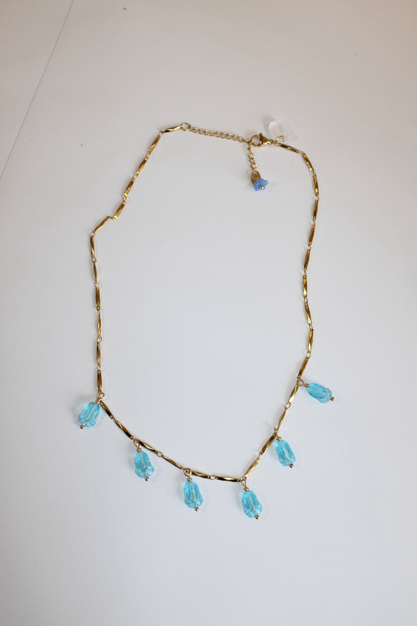 Sample Sale - 40 - Blue tulip flower charm necklace - blóma!blóma!Sample