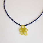 Sample Sale - 42 - Lime and navy flower cham necklace - blóma!blóma!Sample