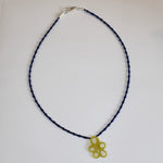 Sample Sale - 42 - Lime and navy flower cham necklace - blóma!blóma!Sample