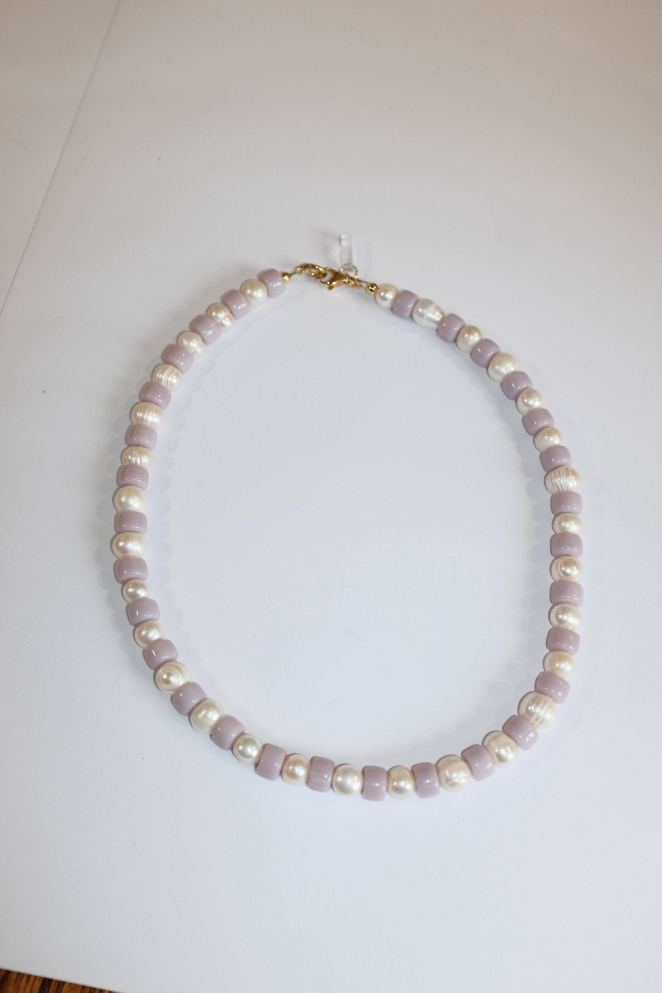 Sample Sale - 43 - Lilac and pearl 2 beaded necklace - blóma!blóma!Sample