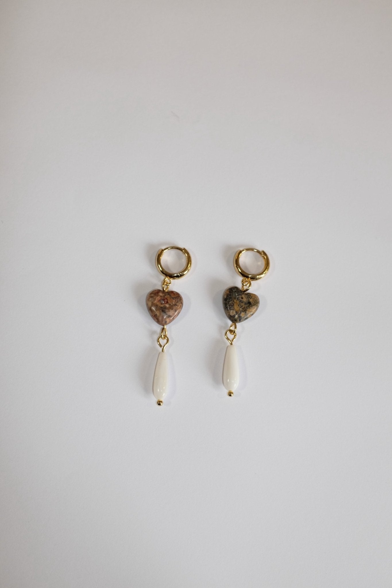 Sample Sale - 6 - leopard gem heart hoop earrings - blóma!blóma!Sample