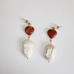 Sample Sale - 7 - gem heart keshi pearl studs - blóma!blóma!Sample