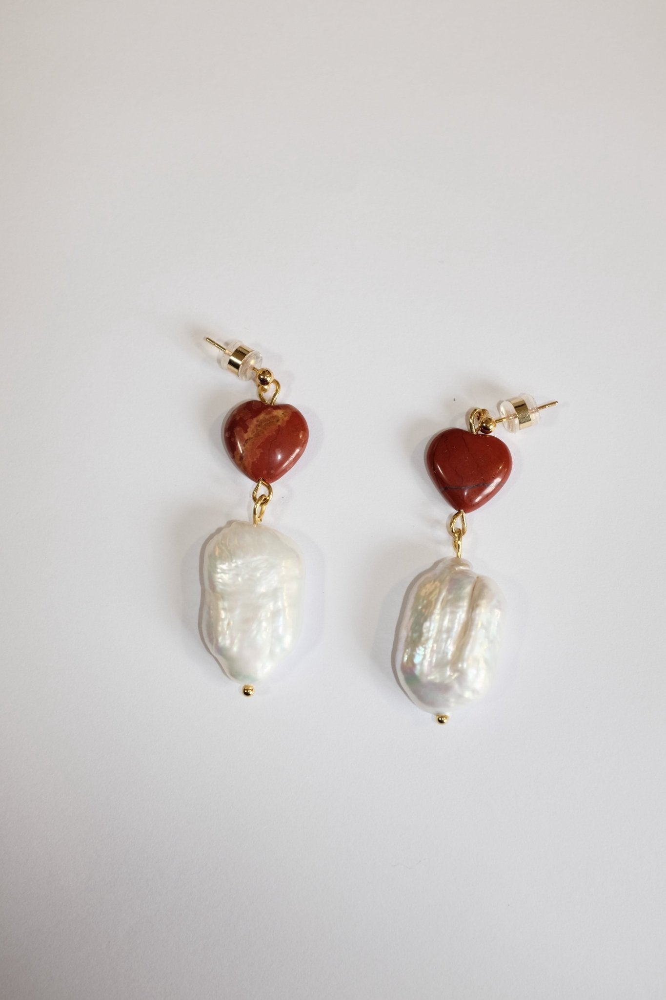 Sample Sale - 7 - gem heart keshi pearl studs - blóma!blóma!Sample