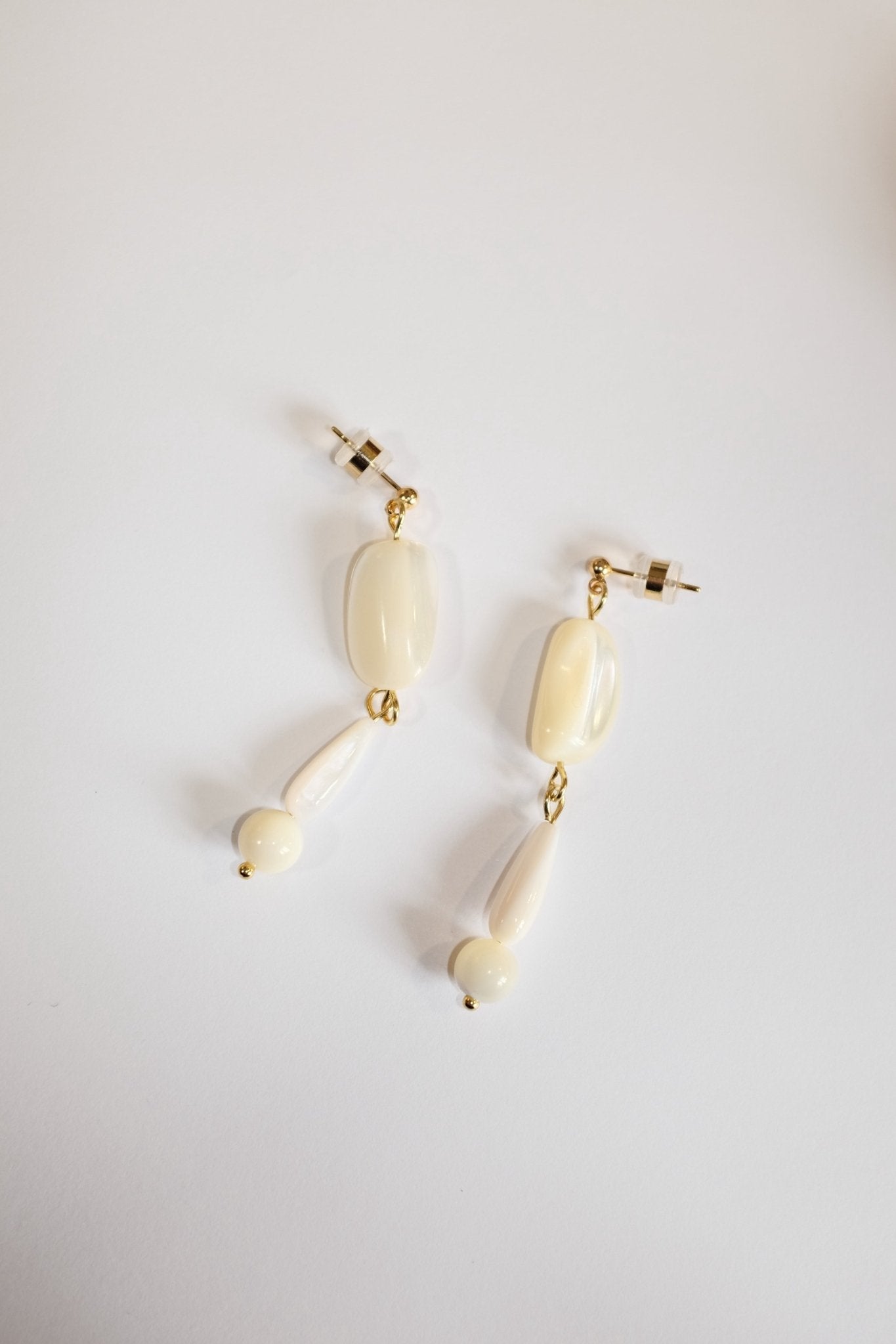 Sample Sale - 8 - shell drop charm studs - blóma!blóma!Sample