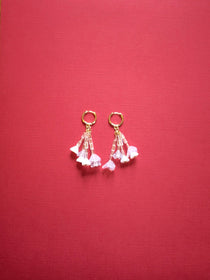 Snowdrop Bouquet Mini Hoop Earrings – Blóma handmade floral hoops with iridescent crystal beads