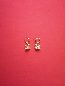Swan Mini Hoop Earrings – gold plated swan charm hoops by Blóma Jewellery